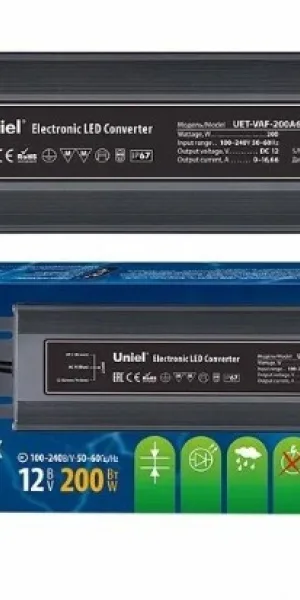 Блок питания Uniel 12V 200Вт IP67 UET-VAF-200A67 ультратонкий UL-00007579