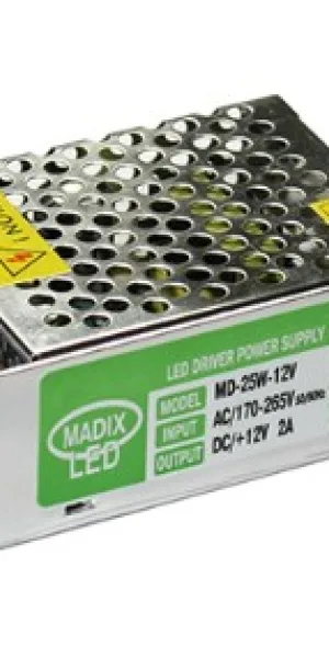 Трансформатор (блок питания) для светодиодной ленты "MadixLED" 12V, 25Вт, IP20