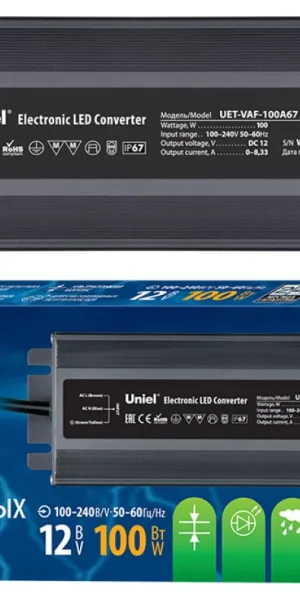 Блок питания Uniel 12V 100Вт IP67 UET-VAF-100A67 ультратонкий UL-00007576
