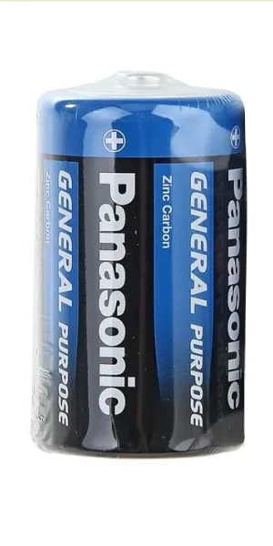 Батарейка Panasonic General  Purpose R20 (D) синяя, солевая