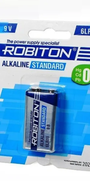 Батарейка Robiton standart 9V 6LR61 крона, алкалиновая