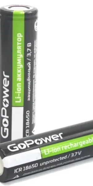Аккумулятор 18650 protected Li-ion 2500mAH 3.7В GoPower с защитой 00-00018354