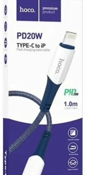 Кабель HOCO X70 Type-C (m)-Lightning (m) 1.0м 20W нейлон синий 6931474760418