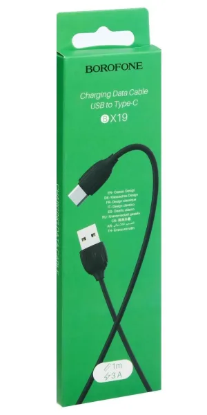 Кабель Borofone BX19, Type-C - USB, 3А, 1м, чёрный  6247248