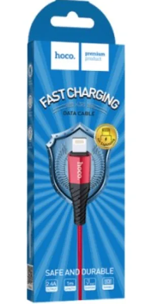 Кабель Hoco X38 USB (m)-Lightning (m) 1.0м 2.4A нейлон красный 6931474710536