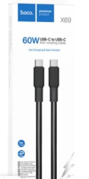 Кабель HOCO X69 Type-C (m)-Lightning (m) 1.0м 60W черный белый 6931474760180