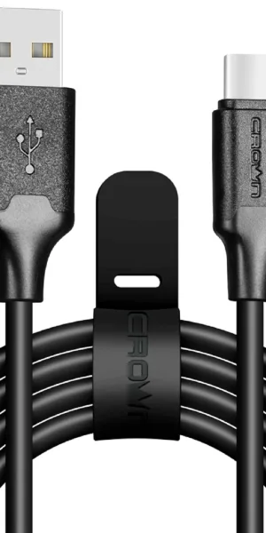 Кабель Crown CMCU-3016C, Type-C - USB, 2А, 1м, зарядка/передача данных, черный 9118846