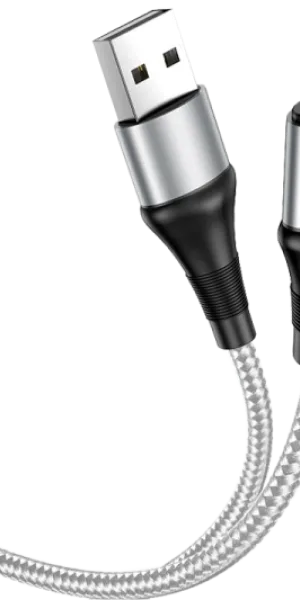 Кабель Hoco X50 USB (m)-Lightning (m) 1.0м 2.4A нейлон, серый 6931474734204
