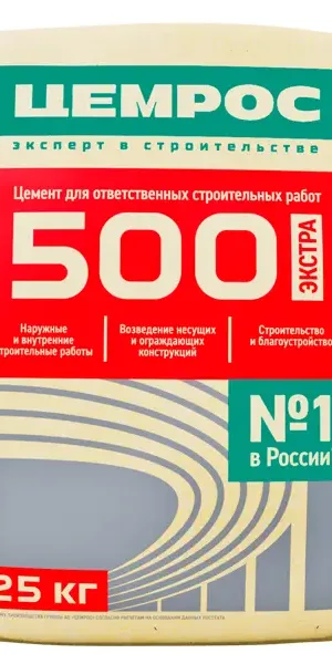 Цемент Цемрос M500 ЦЕМ I 42.5 Н 25 кг