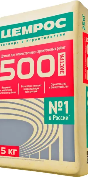 Цемент Цемрос M500 ЦЕМ I 42.5 Н 25 кг