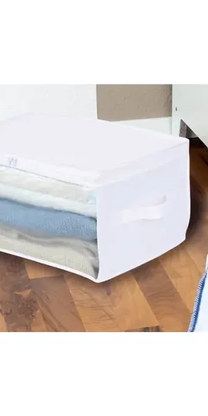 Кофр для хранения с крышкой 40x20x30 см нетканый материал цвет белый
