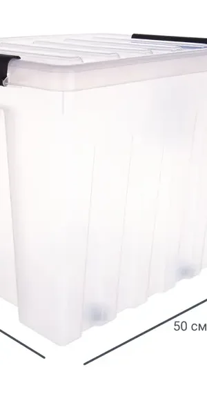 Контейнер Rox Box 50x39x40 см 50 л пластик с крышкой и роликами цвет прозрачный