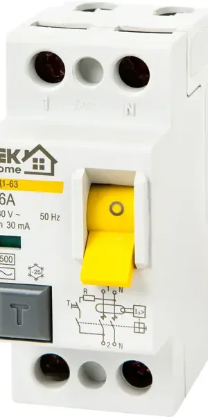 УЗО IEK Home ВД1-63 1P N 16 А 30 мА 4.5 кА AC MDV10-2-016-030