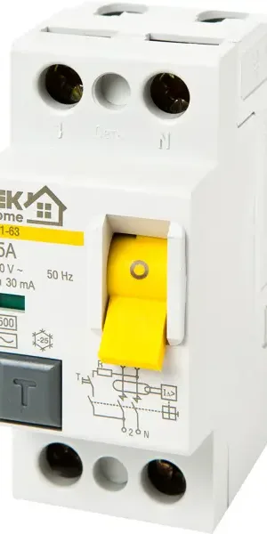 УЗО IEK Home ВД1-63 1P N 25 А 30 мА 4.5 кА AC MDV10-2-025-030