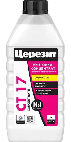Грунтовка глубокого проникновения Церезит CT17 бесцветная 1 л