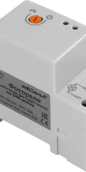 Фотореле на DIN-рейку с выносным датчиком, 3680 Вт, цвет белый, IP65