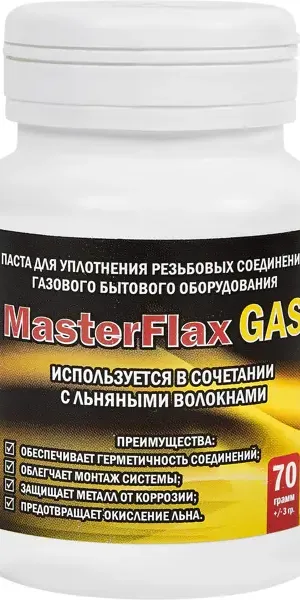 Паста уплотнительная для резьбовых соединений Masterflax для газа 70 г