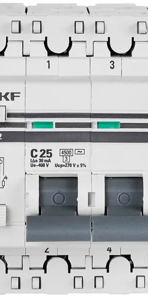 Дифференциальный автомат EKF АД-32 3P N C25 А 30 мА 4.5 кА АС