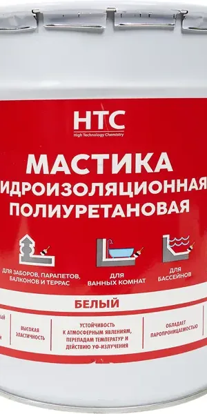 Мастика гидроизоляционная полиуретановая HTC 6 кг цвет белый