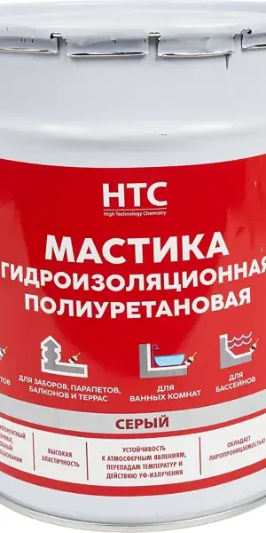 Мастика гидроизоляционная полиуретановая HTC 6 кг цвет серый