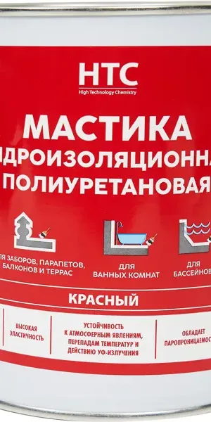 Мастика гидроизоляционная полиуретановая HTC 1 кг цвет красный