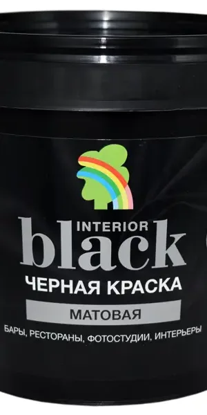 Краска для стен и потолков Радуга матовая цвет черный 0.9 л