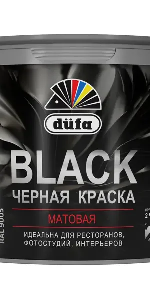 Краска для стен и потолков Dufa моющаяся матовая цвет черный 10 л