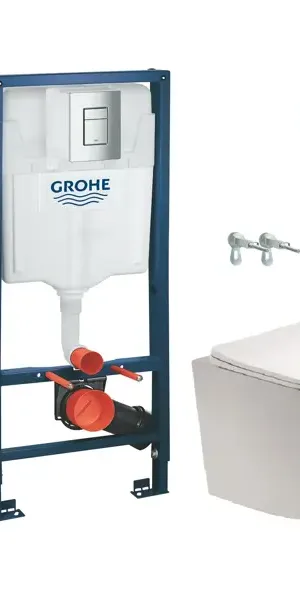 Комплект инсталляция Grohe с унитазом Aquatek Европа М с микролифтом, цвет белый