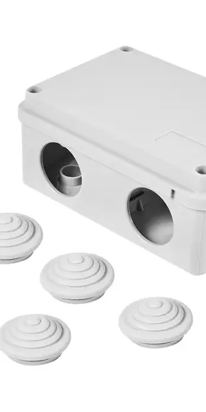 Распределительная коробка открытая Lexman 120x80x50 мм 6 вводов IP55 цвет серый