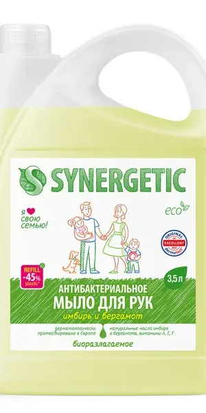 Мыло жидкое для рук Synergetic имбирь и бергамот 3.5л