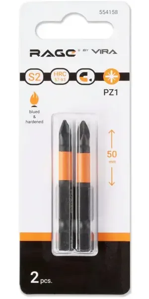 Бита магнитная Rage 554158 PZ1x50 мм, 2 шт.