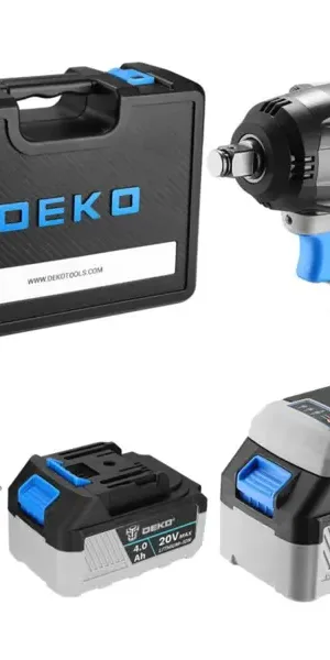 Гайковерт аккумуляторный ударный бесщеточный Deko ZKIS20 084-1047, 20 В Li-ion 2x4 Ач, 400 Нм