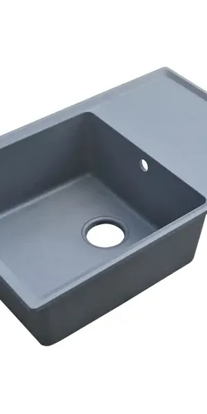 Мойка для кухни врезная Delinia 76x50 см глубина чаши 19 см кварцевый песок цвет серебристый