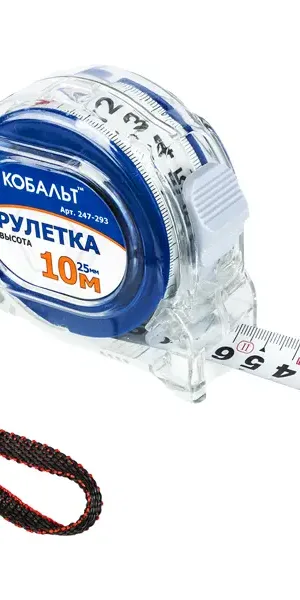 Рулетка Кобальт 247-293 двухсторонняя шкала 10 м x 25 мм