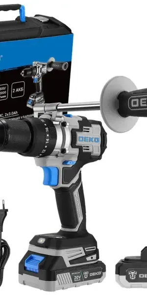 Дрель-шуруповерт аккумуляторная ударная бесщеточная Deko ZKCD20VPRO, 20 В Li-ion 2x3 Ач
