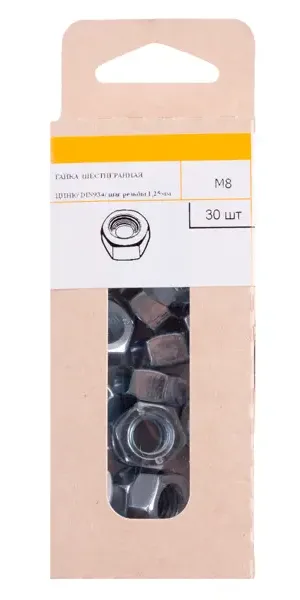 Гайка шестигранная М8 DIN 934 сталь оцинкованная 30 шт.