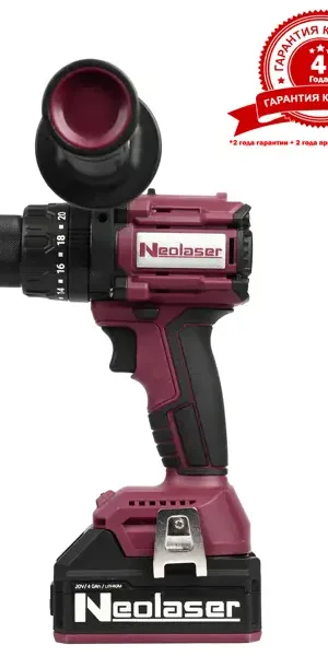 Дрель-шуруповерт аккумуляторная ударная бесщеточная Neolaser NCDB-170, 20 В Li-ion 2x4 Ач