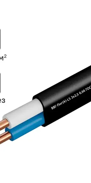 Кабель Камит ВВГпнг(А)-LS 2x2.5 на отрез ГОСТ цвет черный