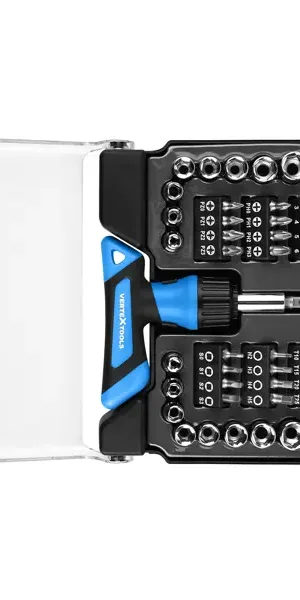 Отвертка с набором бит Vertextools 0033-44, 44 предмета