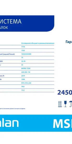 Сплит-система Monlan MSH-24 24K BTU охлаждение/обогрев