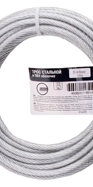 Трос стальной оцинкованный Tech-Krep 4/6 мм 10 м