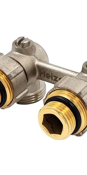 Узел нижнего подключения угловой Н-образный Heizen 3/4"x1/2" для панельных радиаторов латунь