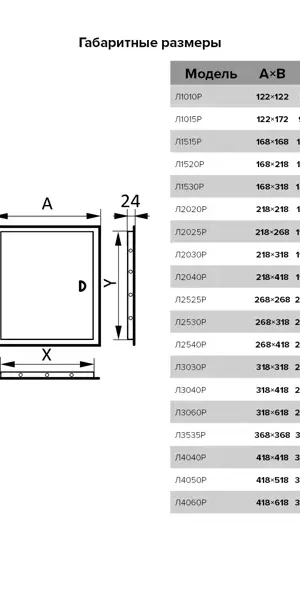 Люк ревизионный 122x122 с ручкой