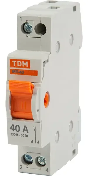 Выключатель нагрузки TDM Electric МП-63 1P 40 А трёхпозиционный