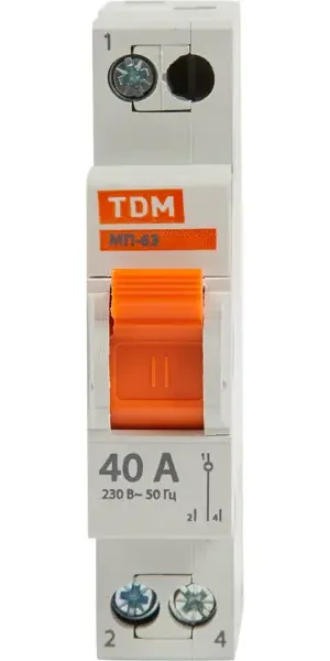 Выключатель нагрузки TDM Electric МП-63 1P 40 А трёхпозиционный