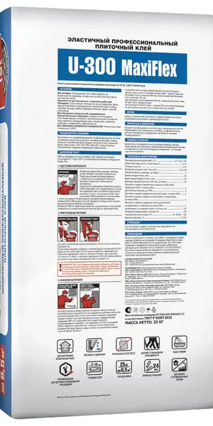 Клей для плитки Unis U-300 Maxiflex C2TES1 армированный 25 кг