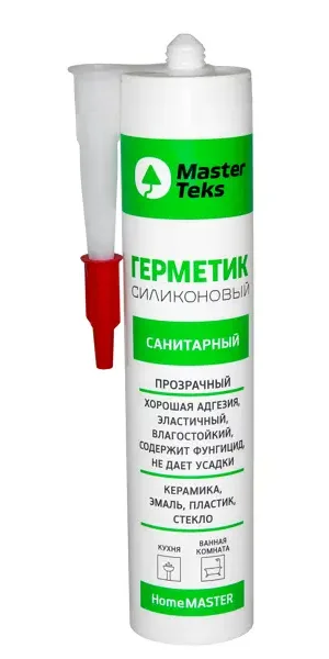 Герметик силиконовый MasterTeks санитарный уксусный прозрачный 260 мл