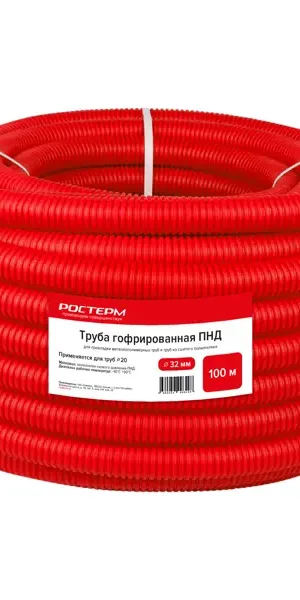 Труба гофрированная Ростерм d32 мм 100 м полиэтилен цвет красный