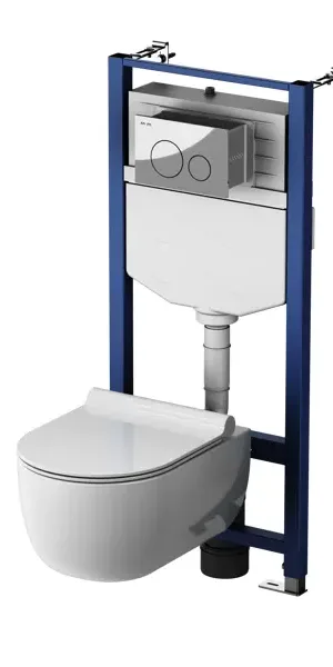 Комплект инсталляция с унитазом AM.PM Pulse Flashclean IS3LM0151.9P1702 безободковый с микролифтом клавиша цвет хром