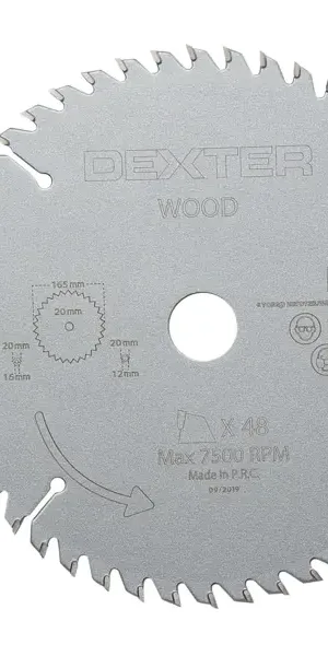 Диск пильный по дереву Dexter FD-E031652048T 48Т 165x20x1.4 мм, кольца: 16 и 12